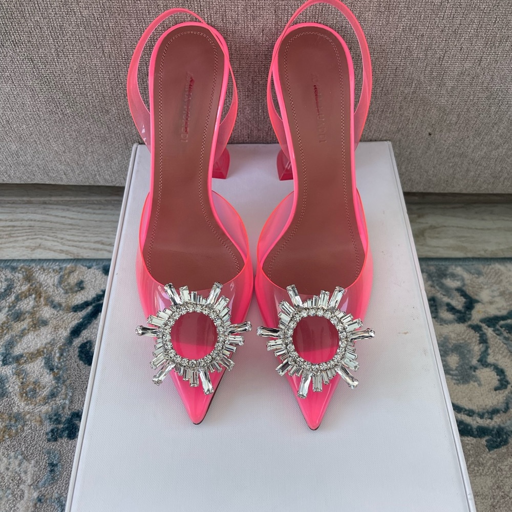 Amina Muaddi 95 mm crystal embellished mule